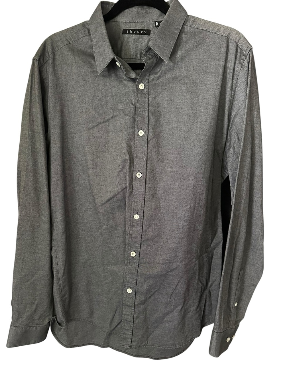 Theory Men's Long-Sleeve Gray Button-Up Shirt Size Large